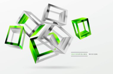 3D cube shapes vector geometric background. Trendy techno business template for wallpaper, banner, background or landing