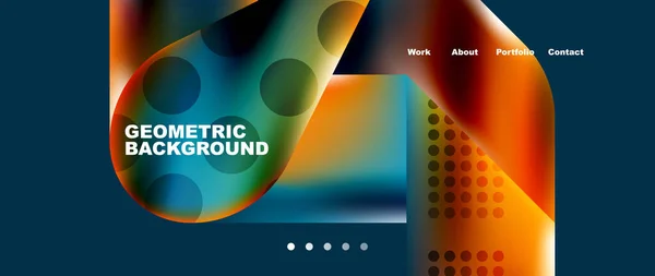 Glassmorphism Landing Page Background Template Colorful Glass Shapes Metallic Effect — Vettoriale Stock