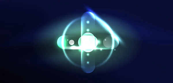 Abstrakt Glödande Neon Ljus Techno Cirklar Bakgrund — Stock vektor