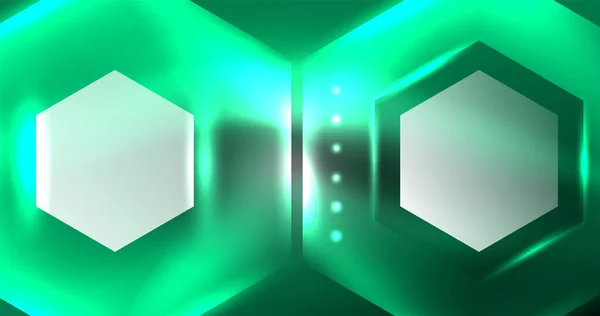 Neon Hexagon Background Tech Design Wallpaper Banner Background Landing Page — Stock Vector