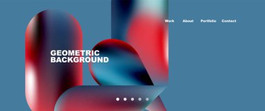 Landing page background template. Colorful plastic round shapes abstract composition. Vector illustration for wallpaper, banner, background