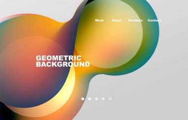 Landing page abstract liquid background. Flowing shapes, round design and circle. Web page for website or mobile app wallpaper