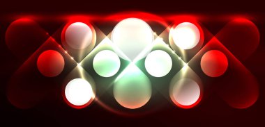 Soyut parlak neon ışıklı tekno daireler arka planı