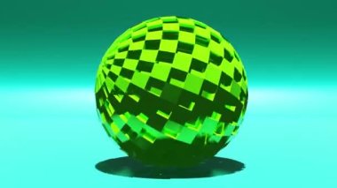 Canlandırma küresi soyut arkaplan. Parlak ışıklar, parlak metalik 3d geometrik form grafikleriyle fütürist yüzey