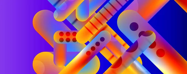 Techno Ronde Vormen Lijnen Abstracte Achtergrond Met Glanzende Elementen Vector — Stockvector