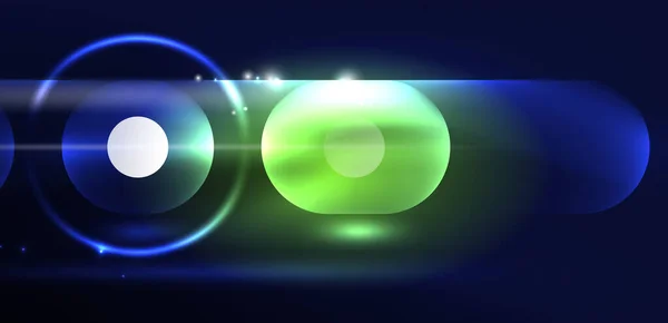 Astratto Incandescente Neon Luce Techno Cerchi Sfondo — Vettoriale Stock