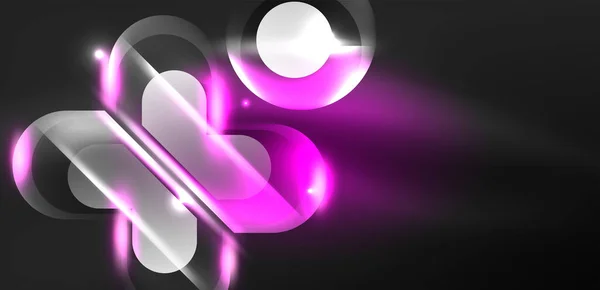 Abstract Achtergrond Gloeiende Neon Licht Geometrische Vormen Ruimte Kosmische Magische — Stockvector