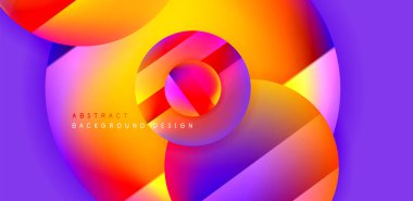 Aydınlık ve gölge efektli parlak ve parlak daireler, geometrik vektör soyut arkaplan