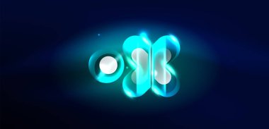 Soyut arkaplan parlayan neon ışıklı geometrik şekiller. Duvar kağıdı, bayrak, arkaplan, kart, kitap illüstrasyonu, iniş sayfası için uzay kozmik ya da sihirli enerji vektör duvar kağıdı