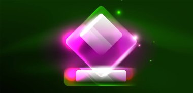 Neon parıldayan tekno çizgiler ve oklar, yüksek teknolojili soyut arkaplan şablonu