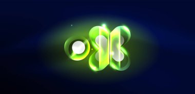 Soyut arkaplan parlayan neon ışıklı geometrik şekiller. Duvar kağıdı, bayrak, arkaplan, kart, kitap illüstrasyonu, iniş sayfası için uzay kozmik ya da sihirli enerji vektör duvar kağıdı