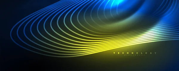 Techno Neon Golflijnen Dynamische Elektrische Beweging Snelheidsconcept Sjablonen Voor Behang — Stockvector