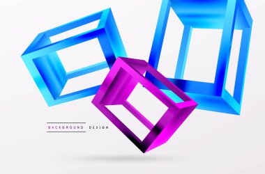 3D cube shapes vector geometric background. Trendy techno business template for wallpaper, banner, background or landing