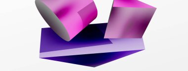 Vektör 3d soyut arkaplan. Şekiller 3 boyutlu üçgen ve silindir. Duvar kağıdı, afiş, arkaplan veya iniş için moda tekno iş şablonu