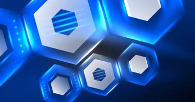 Neon altıgen arka plan. Duvar kağıdı, afiş, arkaplan, iniş sayfası, duvar resimleri, davetiyeler, posterler için yüksek teknoloji tasarımı