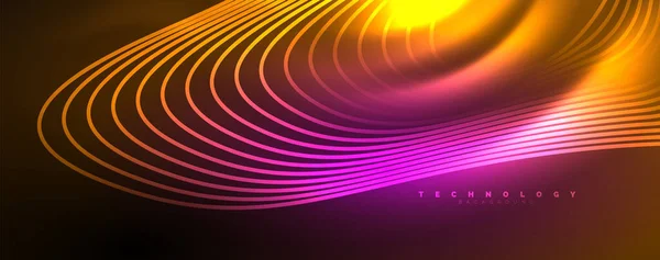 Lignes Ondes Néon Techno Mouvement Électrique Dynamique Concept Vitesse Modèles — Image vectorielle