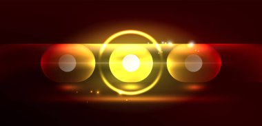 Soyut parlak neon ışıklı tekno daireler arka planı