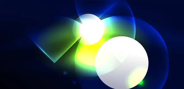 Neon Licht Gloeiende Cirkels Vector Abstracte Achtergrond — Stockvector