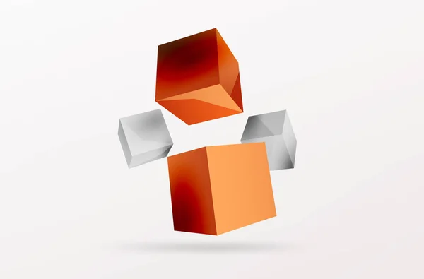 Blokjes Vector Abstracte Achtergrond Samenstelling Van Vierkant Gevormde Geometrische Basiselementen — Stockvector