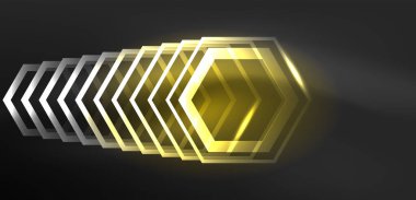 Soyut arka plan tekno neon altıgenleri. Duvar kağıdı, afiş, arkaplan, iniş sayfası, duvar resimleri, davetiye, baskılar, posterler için yüksek teknoloji vektör ilüstrasyonuName