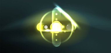 Soyut parlak neon ışıklı tekno daireler arka planı