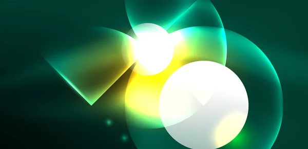 Streszczenie Tło Błyszczące Świecące Neonowy Kolor Okrągłe Elementy Koła Techno — Wektor stockowy