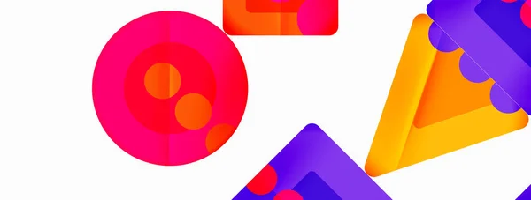 Trendy Minimal Geometric Abstract Background Triangles Squares Circles Bright Colors - Stok Vektor