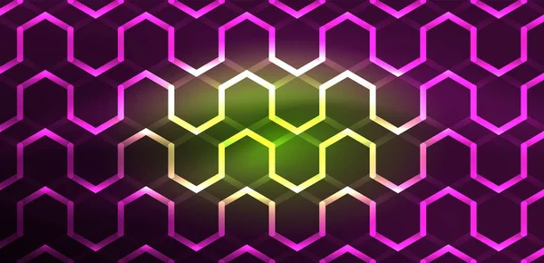 Abstract Background Techno Neon Hexagons Tech Vector Illustration Wallpaper Banner — Stock Vector