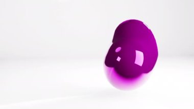 Mor krom parlak, soyut geometrik şekil beyaz ışık alanı arka planında. Kusursuz 3d döngü video canlandırması