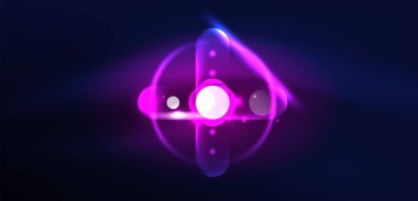 Soyut parlak neon ışıklı tekno daireler arka planı