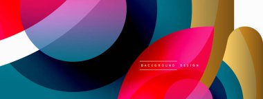 Yaratıcı geometrik duvar kağıdı. Asgari soyut arkaplan. Duvar kağıdı arkaplanı veya iniş sayfası için daire dalga ve yuvarlak şekiller kompozisyon vektör çizimi