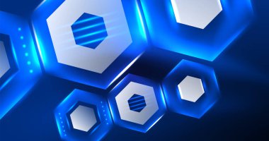 Soyut arkaplan neon altıgen vektör çizimi