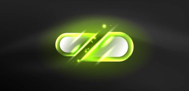 Neon parlayan geometrik şekiller vektör soyut arkaplanı. Yuvarlak elementler, ışık efektleri ve renk arkaplanlı parlak cam. Uzay kozmik ya da sihirli enerji duvar kağıdı