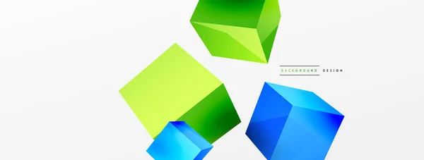 Vector Abstract Background Flying Cubes Composition Trendy Techno Business Template — 图库矢量图片