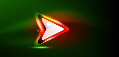Neon parıldayan tekno çizgiler ve oklar, yüksek teknolojili soyut arkaplan şablonu