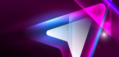 Neon parıldayan tekno çizgiler ve oklar, yüksek teknolojili soyut arkaplan şablonu