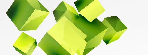 Vector Abstract Background Flying Cubes Composition Trendy Techno Business Template —  Vetores de Stock