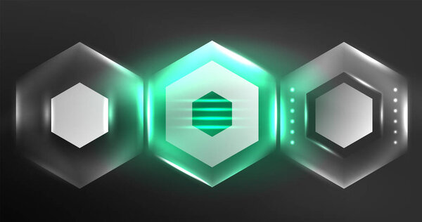 Neon hexagon background. Hi-tech design for wallpaper, banner, background, landing page, wall art, invitation, prints, posters