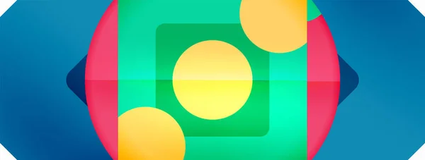 Trendy Minimal Geometric Abstract Background Triangles Squares Circles Bright Colors — Stok Vektör