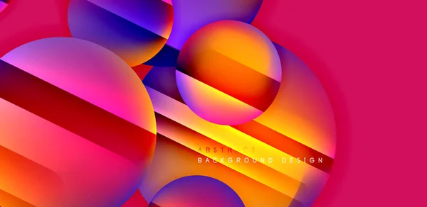 Bunte Glänzende Und Glänzende Kreise Abstrakte Komposition Mit Licht Schatten — Stockvektor