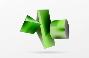 Metalik 3d şekil vektör geometrik arkaplan. Duvar kağıdı, afiş, arkaplan veya iniş için moda tekno iş şablonu