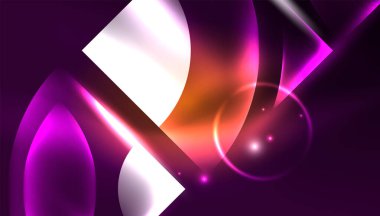 Soyut arka plan vektörü neon parlayan geometrik elementler. Duvar kağıdı, afiş, arkaplan, iniş sayfası, duvar resimleri, davetiyeler, posterler için yüksek teknoloji tasarımı