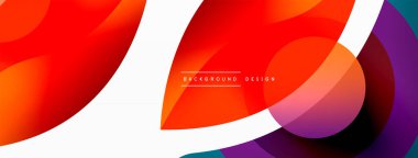 Renkli geometrik şekilli soyut arkaplan. Yuvarlak şekilli, daire ve çizgilerle çok güzel bir arka plan. Geometrik tasarım. Vektör illüstrasyonu