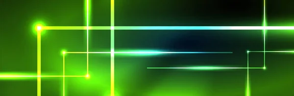 ネオン輝く流体波線 魔法のエネルギー空間光の概念 バナー リーフレット カタログ カバー チラシのベクトルイラスト — ストックベクタ