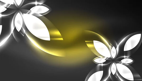 要約背景テクノネオン輝く円の形と光のフレア効果を持つ丸いエレメント バナー ランディングページ 壁アート 招待状 プリント ポスターのハイテクデザイン — ストックベクタ
