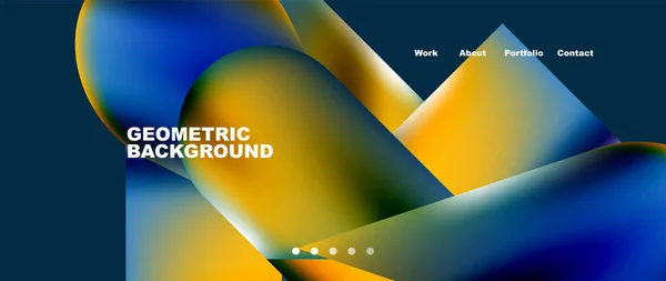 Landing Page Background Template Colorful Plastic Shapes Abstract Composition Vector — Stockvektor