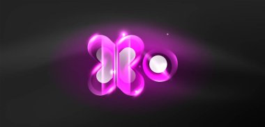 Soyut arkaplan parlayan neon ışıklı geometrik şekiller. Duvar kağıdı, bayrak, arkaplan, kart, kitap illüstrasyonu, iniş sayfası için uzay kozmik ya da sihirli enerji vektör duvar kağıdı