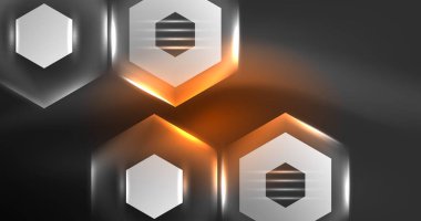 Neon altıgen arka plan. Duvar kağıdı, afiş, arkaplan, iniş sayfası, duvar resimleri, davetiyeler, posterler için yüksek teknoloji tasarımı