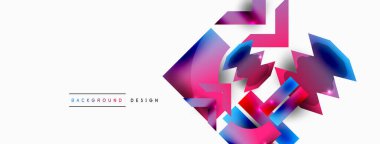 Dinamik bileşim, parlak geometrik şekiller soyut arkaplan. Duvar kağıdı, afiş, arkaplan veya iniş için moda tekno iş şablonu