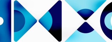 Yaratıcı geometrik duvar kağıdı. Asgari soyut arkaplan. Duvar kağıdı arkaplanı veya iniş sayfası için üçgenler ve daireler kompozisyon vektör çizimi